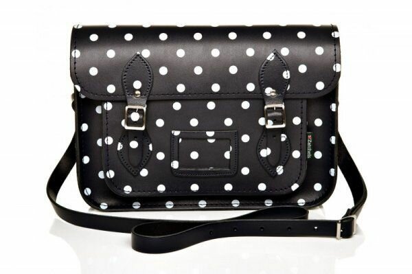 Модная чёрная сумка-сэтчел в белый горошек из коллекции сумок 2013 от Zatchel