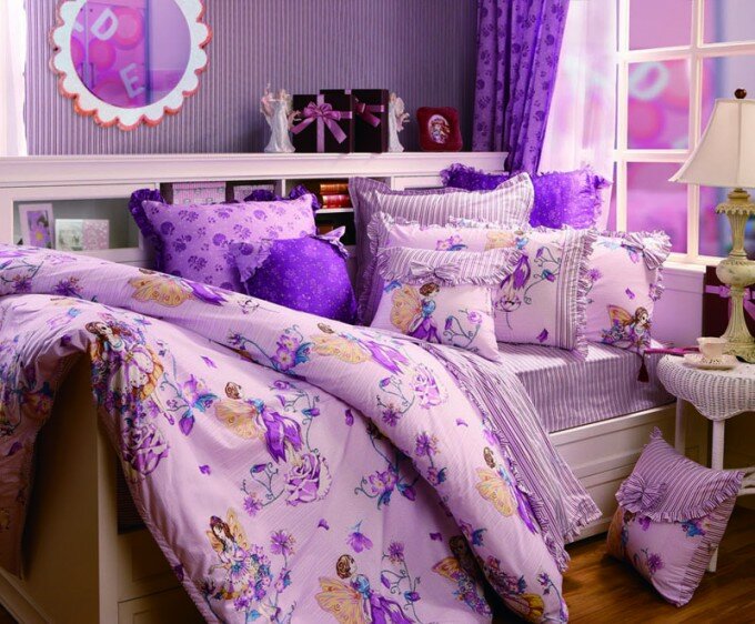 Элитное постельное белье лилового цвета