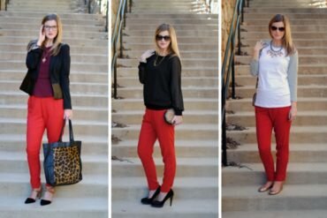 50 идей, как носить женские красные брюки, чтобы выглядеть эффектно